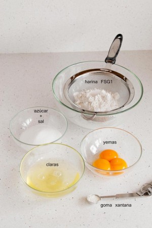 INGREDIENTES BIZCOCHO GENOVÉS CLARAS APARTE